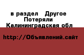  в раздел : Другое » Потеряли . Калининградская обл.